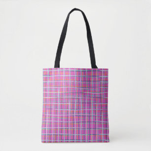 Bolsa Tote Padrão de xadrez minimalista e uniforme de vinhet