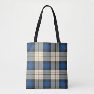 Bolsa Tote Padrão de xadrez tartan - tradicional azul bege