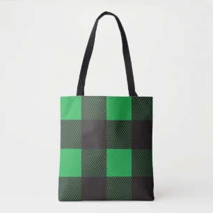 Bolsa Tote Padrão de xadrez verde