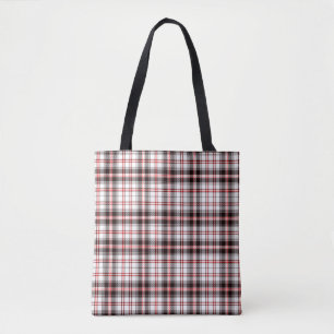 Bolsa Tote Padrão de Xadrez Vermelho e Preto Moderno