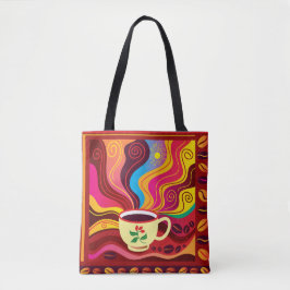 Bolsa Tote Padrão de Xícara de Café Fumegante