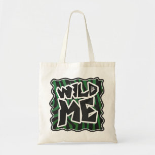 Bolsa Tote Padrão de Zebra Negra e Verde