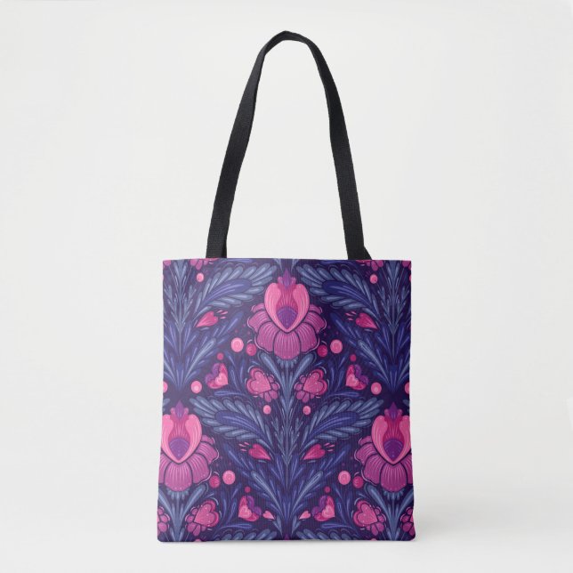 Bolsa Tote Padrão decorativo com corações (Frente)