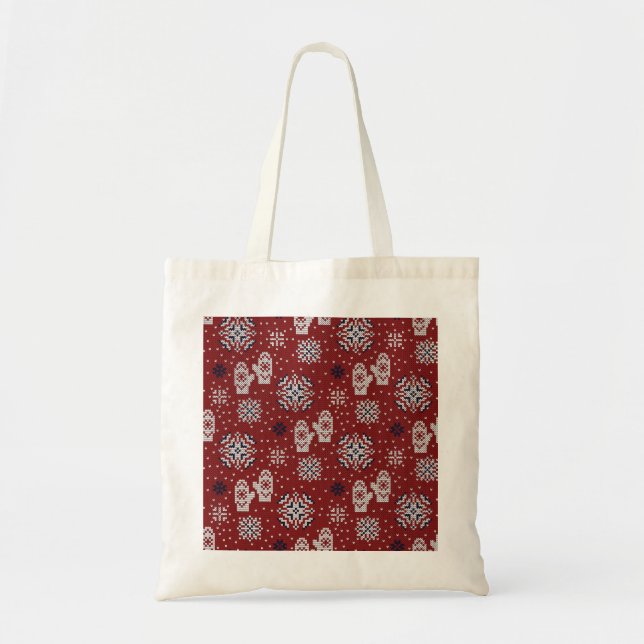 Bolsa Tote Padrão Decorativo do Natal de Inverno (Frente)