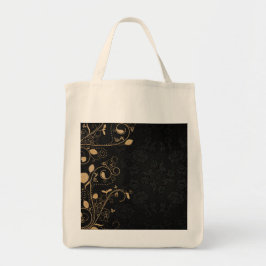 Bolsa Tote Padrão Decorativo Preto e Dourado