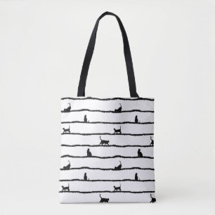 Bolsa Tote Padrão Desenhado de Abstrato de Faixa Silhueta de