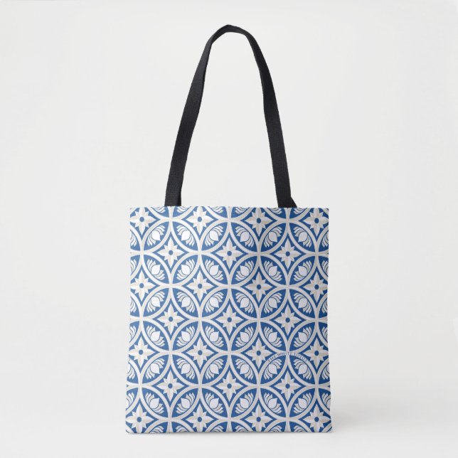 Bolsa Tote Padrão do Azulejo Lotus Costeiro - O Lotus Branco (Frente)