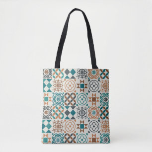 Bolsa Tote padrão do azulejo vintage. Ilustração Vintage