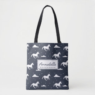 Bolsa Tote Padrão do Céu do Unicorn Midnight Personalizado