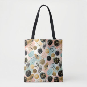 Bolsa Tote Padrão do círculo de abstrato - com brilho e manch