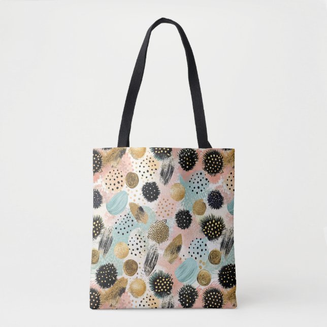 Bolsa Tote Padrão do círculo de abstrato - com brilho e manch (Frente)