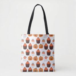 Bolsa Tote Padrão do Cupcake Fantasma da Bomba do Halloween