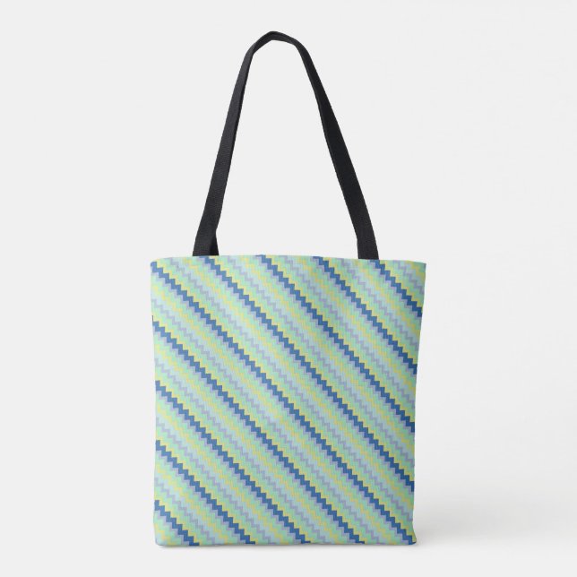 Bolsa Tote Padrão do diafrão pequeno verde e azul (Verso)