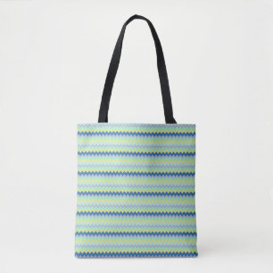 Bolsa Tote Padrão do diafrão pequeno verde e azul
