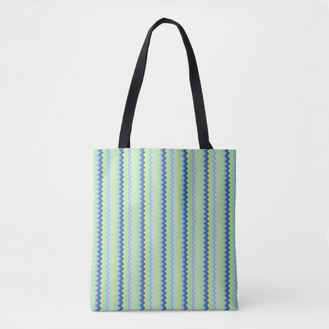 Bolsa Tote Padrão do diafrão pequeno verde e azul (Frente)