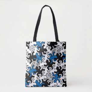 Bolsa Tote Padrão do espelho do mosaico - preto azul