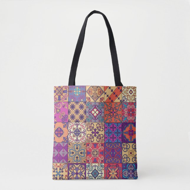 Bolsa Tote Padrão do estilo Talavera dos Azulejos portugueses (Frente)
