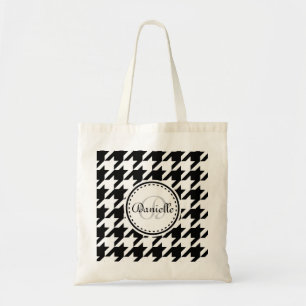 Bolsa Tote Padrão do Monograma da Cinza Branca Negra