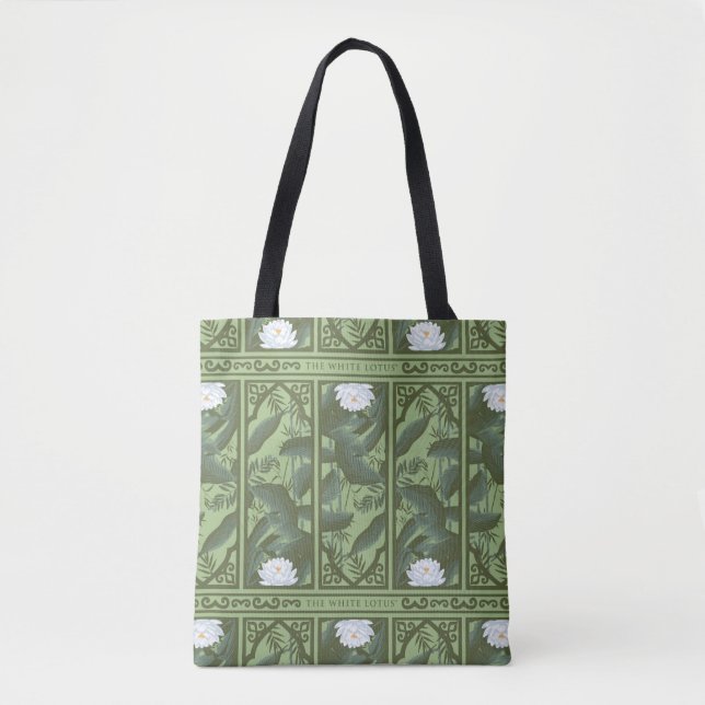 Bolsa Tote Padrão do Painel Lotus Botânico - O Lotus Branco (Frente)