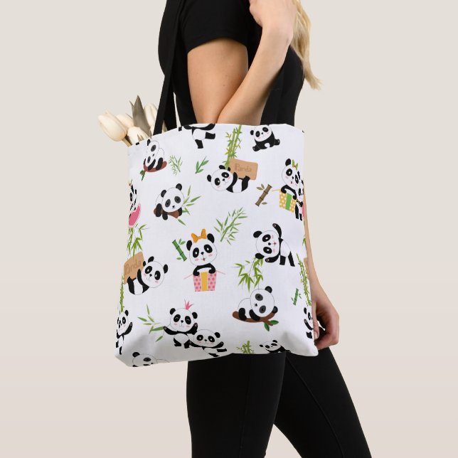 Bolsa Tote Padrão do Panda (Close Up)