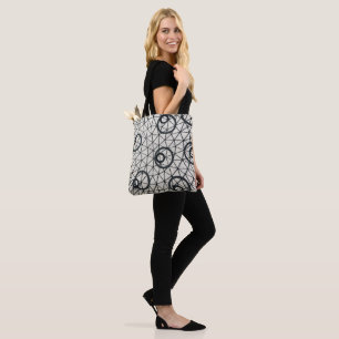 Bolsa Tote Padrão dos círculos Abstrato preto e branco