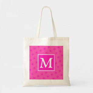 Bolsa Tote Padrão dos círculos rosa a quente do monograma