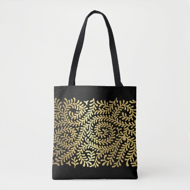Bolsa Tote Padrão Dourado da Vinha sobre qualquer cor (Frente)