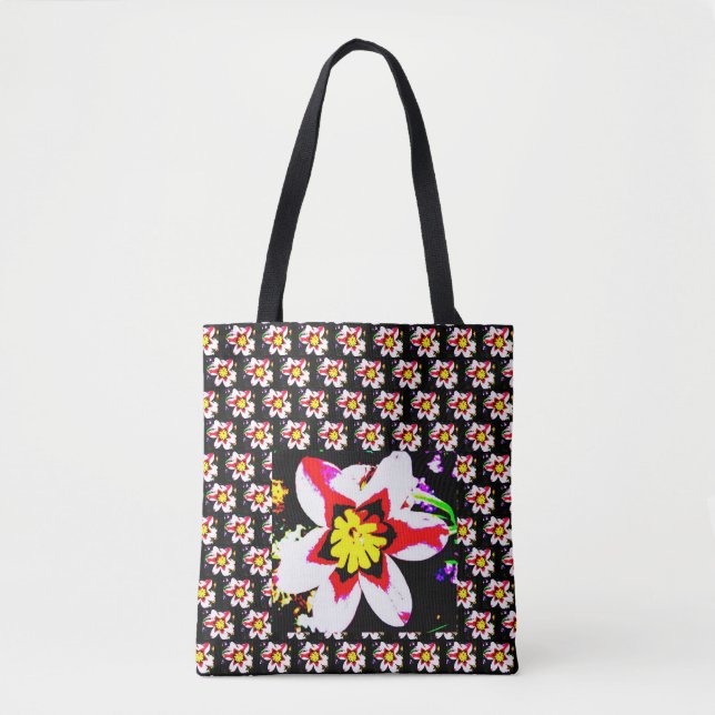 Bolsa Tote Padrão dourado de abstrato em preto (Frente)