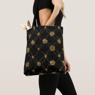 Bolsa Tote Padrão Dourado de luxo em fundo preto