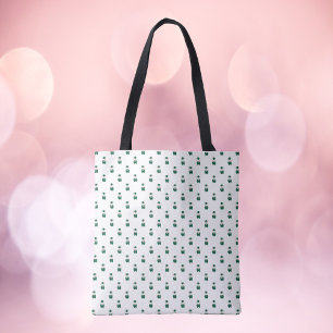 Bolsa Tote Padrão Dourado Verde Clarinet Marching Rabbit