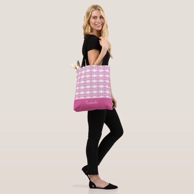 Bolsa Tote Padrão e caligrafia de rosa de na moda moderno (No(a) Modelo)