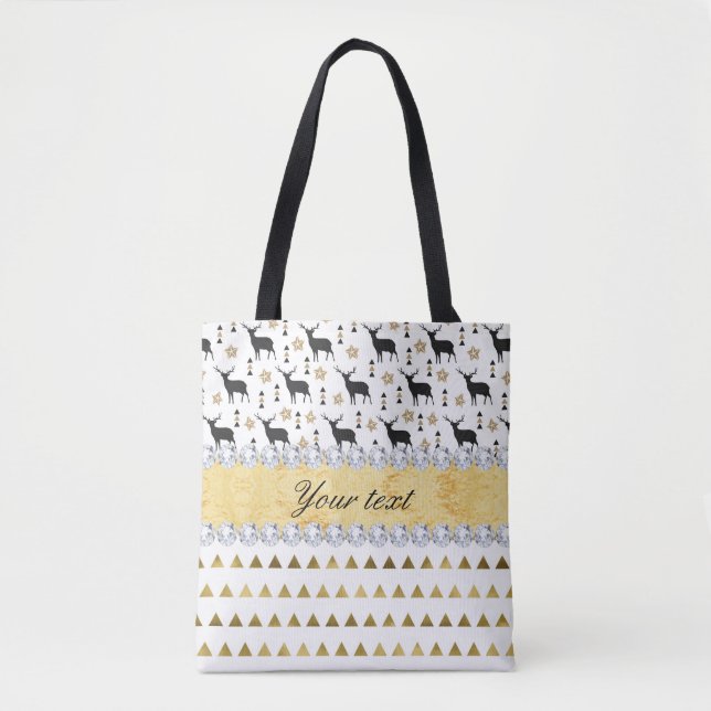 Bolsa Tote Padrão e Diamantes de Trendy Deer Triangles (Frente)
