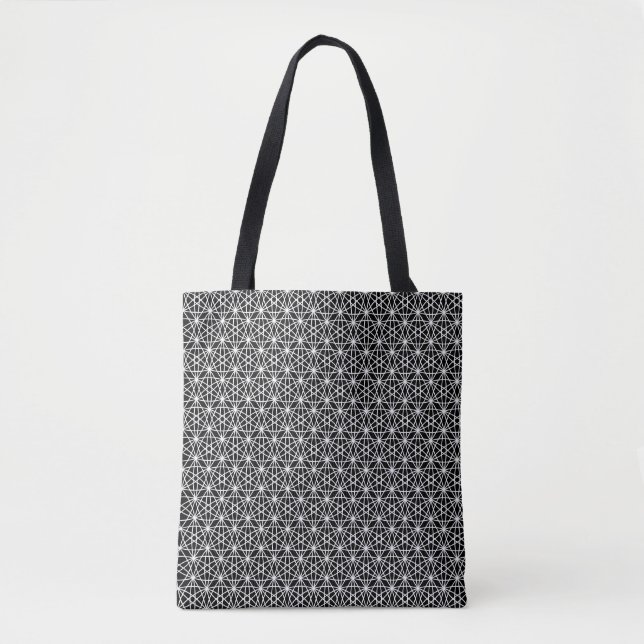 Bolsa Tote Padrão elegante de na moda preto e branco (Frente)