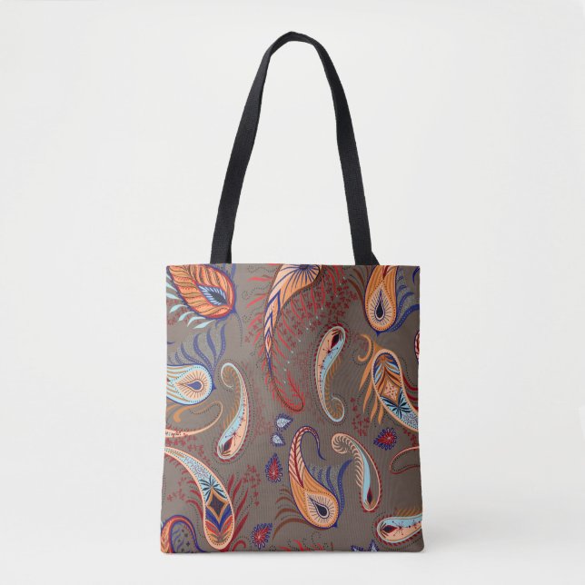 Bolsa Tote Padrão elegante. ilustração paisley.  (Frente)