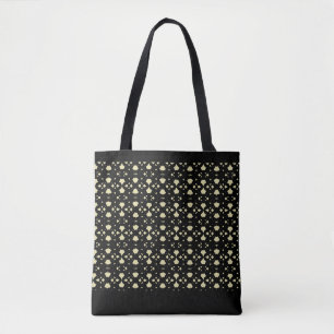 Bolsa Tote Padrão Elegante Preto e Bege Areia