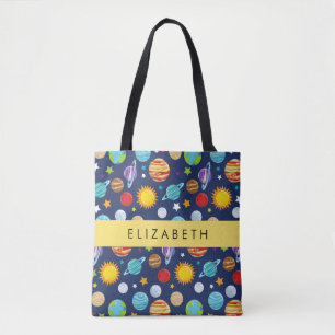 Bolsa Tote Padrão Espacial, Planetas, Estrelas, Cosmos, Seu N
