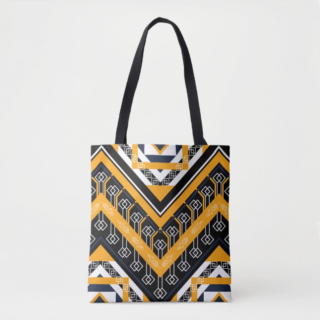 Bolsa Tote Padrão étnico-oriental geométrico clássico tradici (Frente)