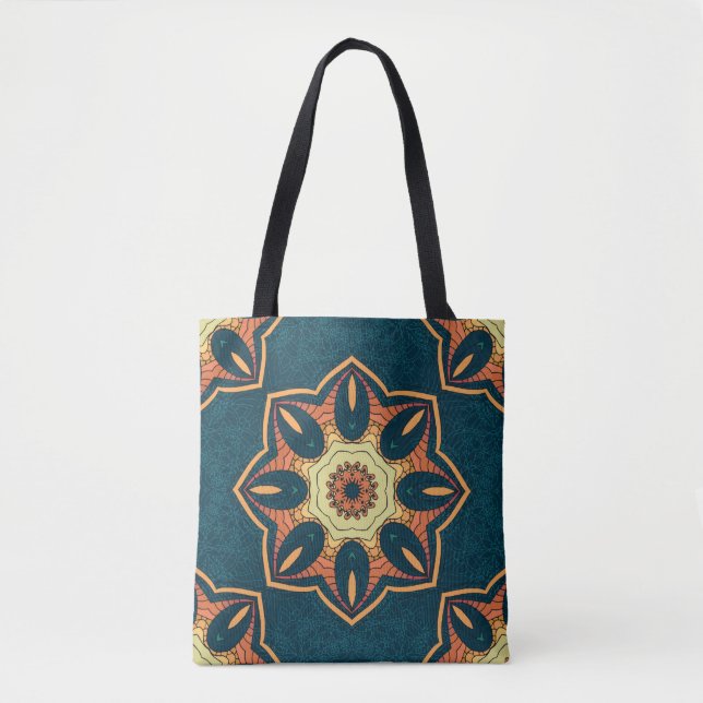 Bolsa Tote Padrão étnico uniforme com mandala. ilustração (Frente)