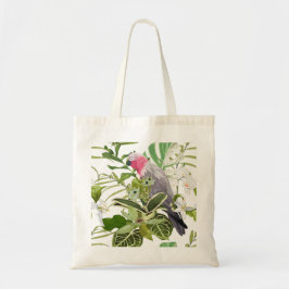 Bolsa Tote Padrão exótico tropical com papagaio e flores