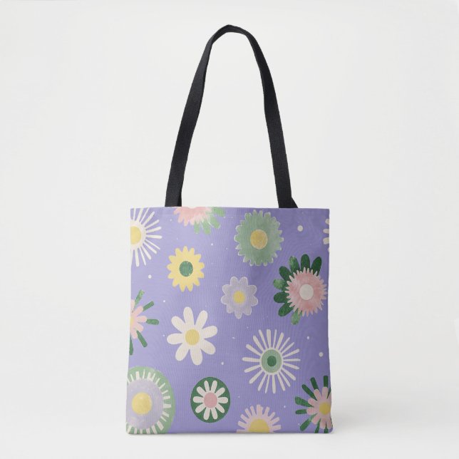 Bolsa Tote Padrão Explosão Floral Pastel (Frente)