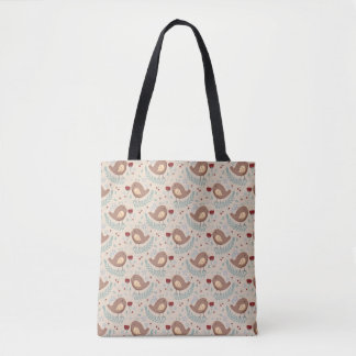 Bolsa Tote Padrão Fantasioso de Pássaros e Flores