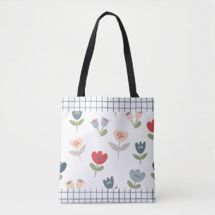 Bolsa Tote Padrão Farmhouse De Tulipas Florais Abstrato
