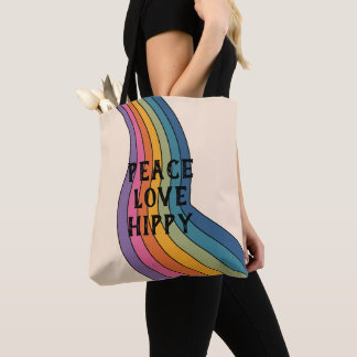 Bolsa Tote Padrão Flor do Peace Love Hippy Retro 60s