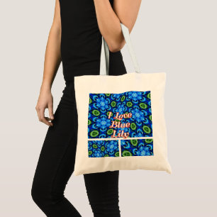 Bolsa Tote Padrão Floral abstrato Azul