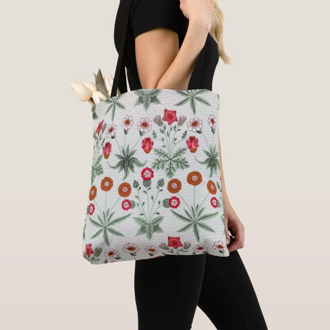 Bolsa Tote Padrão floral animado flores coloridas (Close Up)
