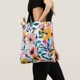 Bolsa Tote Padrão Floral Aquarela Romântica Rosa Pastel 
