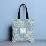 Bolsa Tote Padrão Floral Azul do Monograma<br><div class="desc">Este design apresenta um floral vintage em azul com seu monograma personalizado. Personalize editando o texto na caixa de texto fornecida. #bolsas #totebags #bolsas #acessórios #giftsforher #monograma #presentes personalizados</div>