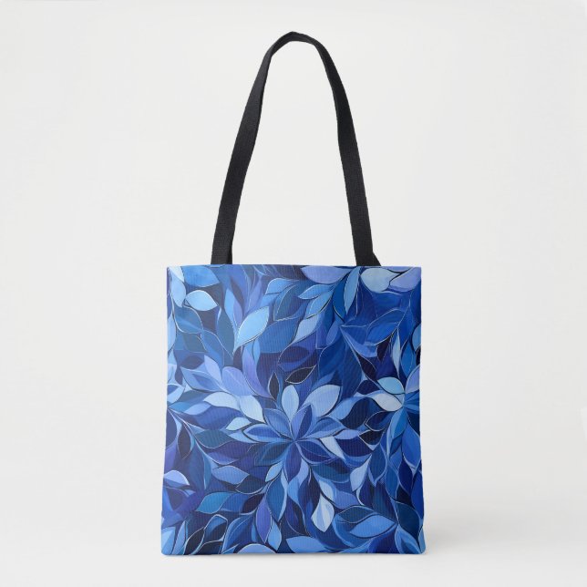 Bolsa Tote Padrão Floral Azul Invisível (Frente)