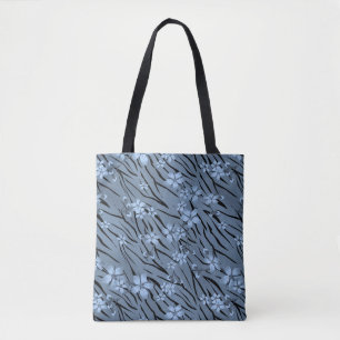Bolsa Tote Padrão floral, azul, tigre