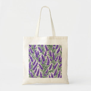 Bolsa Tote Padrão Floral Botânico de Lavanda Roxa